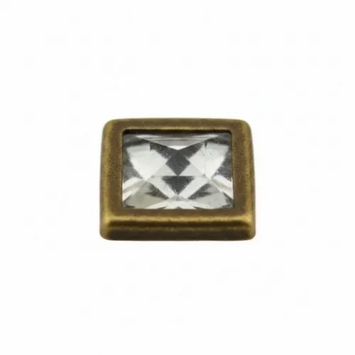 11X11 Mm Kare Taşlı Kafa Parça Klikıt Çıtçıt - Antik Sarı