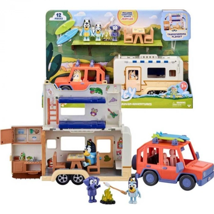 NECO BLUEY / 13096 BLUEY KARAVAN MACERALARI VE 3 FİGÜRLÜ BÜYÜK OYUN SETİ