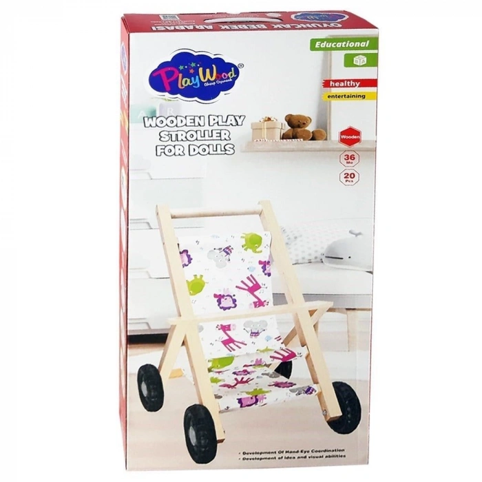ONYIL ONY-386 KUTUDA AHŞAP OYUNCAK BEBEK ARABASI *12