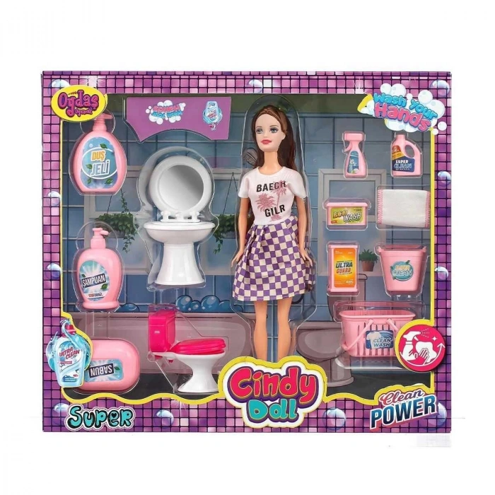 OYDAŞ 02452 CINDY DOLL LAVABODA VE TEMİZLİK SETLİ BEBEK