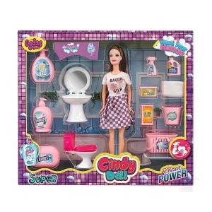 OYDAŞ 02452 CINDY DOLL LAVABODA VE TEMİZLİK SETLİ BEBEK