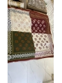 Yeşil Bordo Tasarım Etnik Desen 70x70 Pamuklu Fular