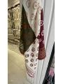 Yeşil Bordo Tasarım Etnik Desen 70x70 Pamuklu Fular