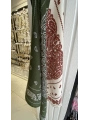 Yeşil Bordo Etnik Desen 70x70 Pamuklu Fular