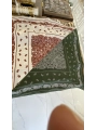 Yeşil Bordo Etnik Desen 70x70 Pamuklu Fular