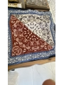 Lacivert Bordo Etnik Desen 70x70 Pamuklu Fular