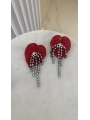 Özel Seri Kırmızı Taşlı Çiçek Küpe