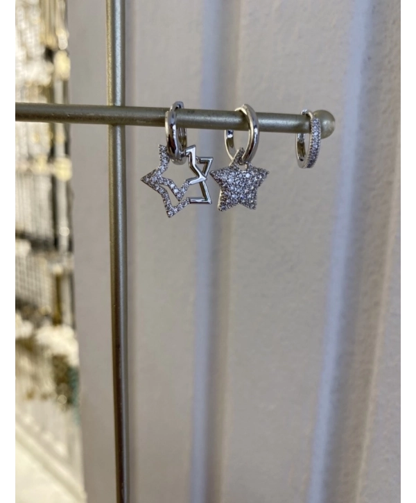 Özel Seri Zirkon Taş Üçlü Yıldız Küpe