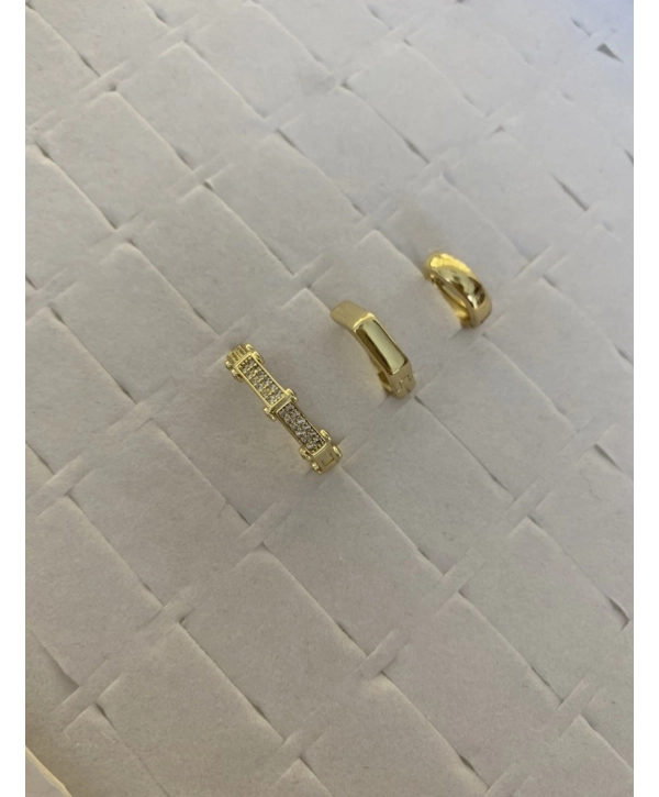 Özel Seri Zirkon Taş Sekizgen Üçlü Halka Küpe