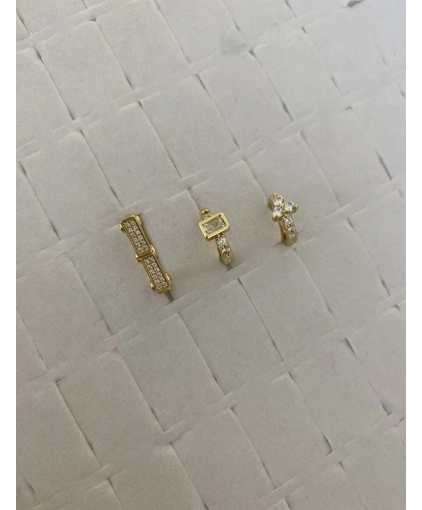 Özel Seri Zirkon Taş Üçlü Kare Küpe