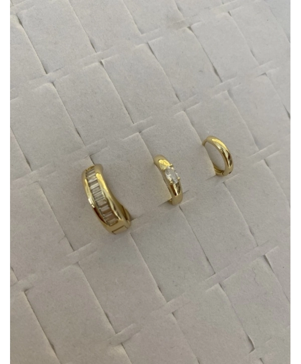 Özel Seri Zirkon Taş Üçlü Halka Küpe