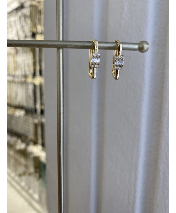 Özel Seri Baget Detay Dikdörtgen Küpe