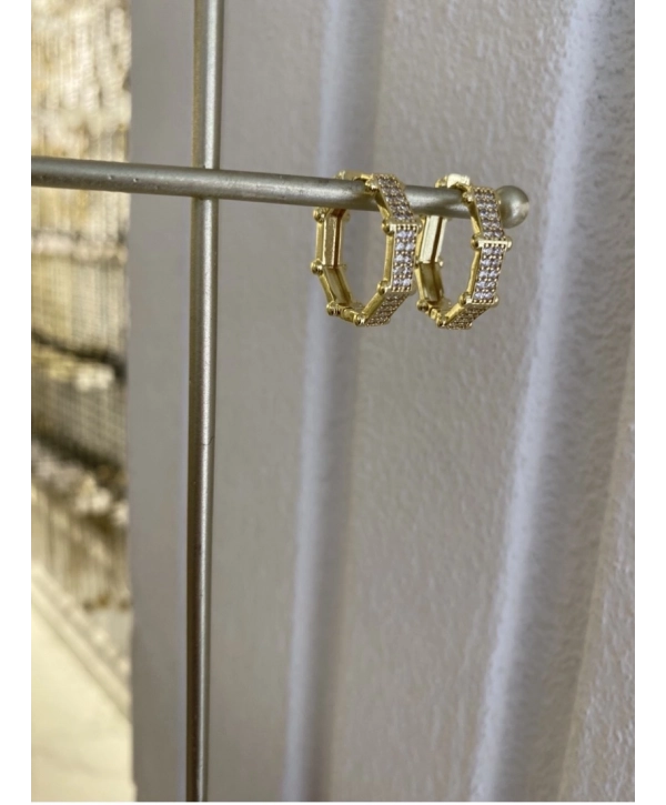 Özel Seri Sıralı Zirkon Taş Sekizgen Küpe