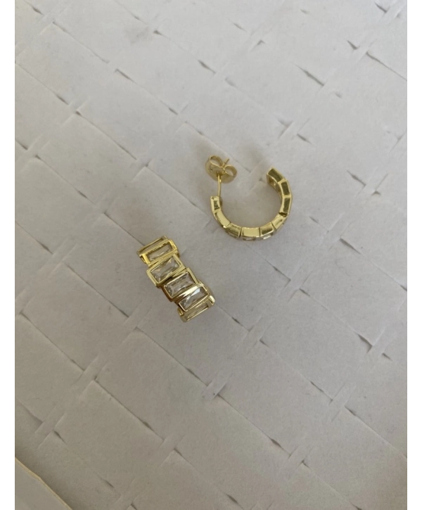 Özel Seri Sıralı Dikdörtgen Zirkon Taş C Küpe