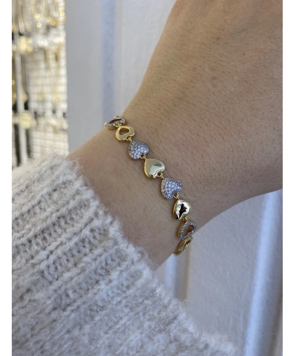 VIP Sıralı Zirkon Taş Boş Dolu Kalp Bileklik