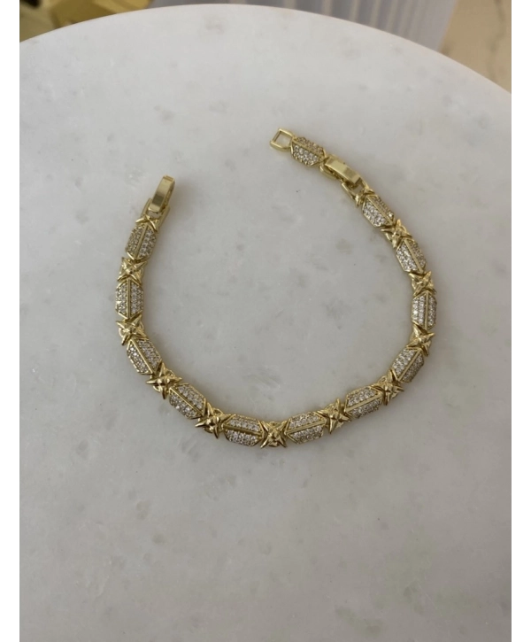 VIP Zirkon Taş Çarpı Detay Bileklik