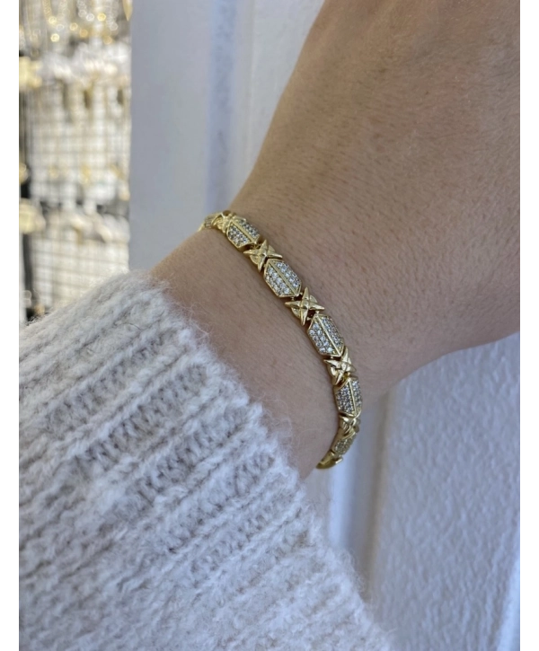 VIP Zirkon Taş Çarpı Detay Bileklik