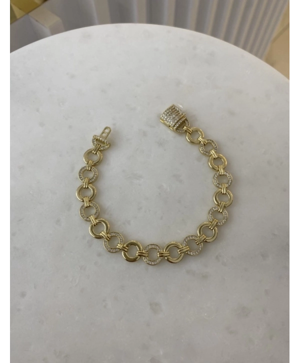 VIP Sıralı Zirkon Taş ve Sıralı Daire Plaka Bileklik