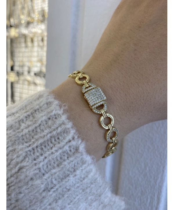 VIP Sıralı Zirkon Taş ve Sıralı Daire Plaka Bileklik