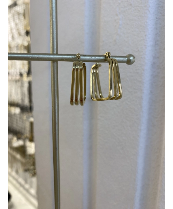 Çelik Üçlü Görünüm Kare Küpe