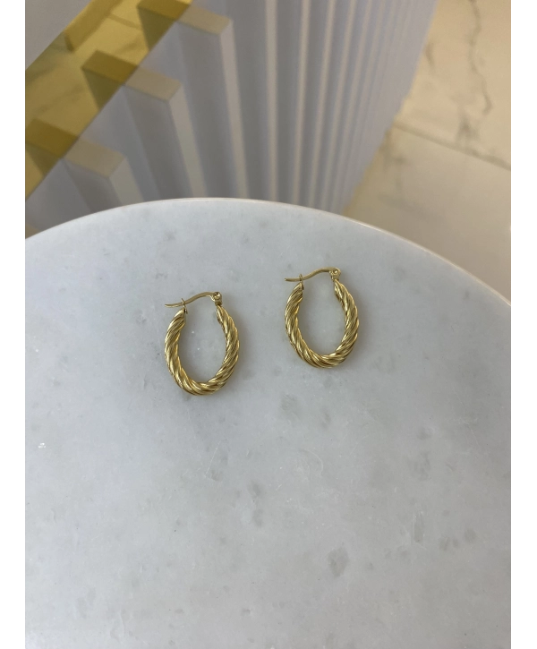 Çelik Oval Burgu Küpe