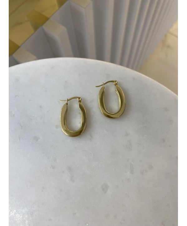 Çelik Oval Plaka Küpe