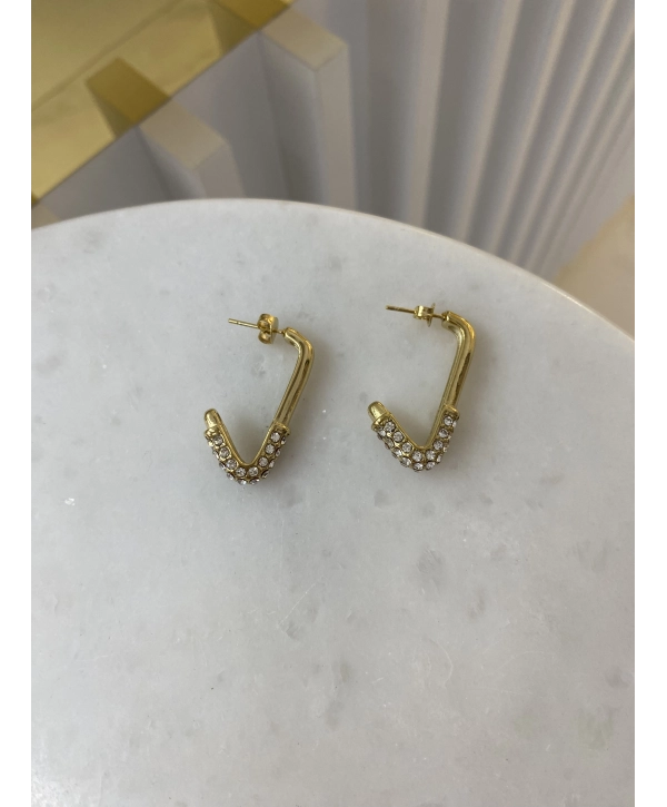 Çelik Zirkon Taş V Küpe