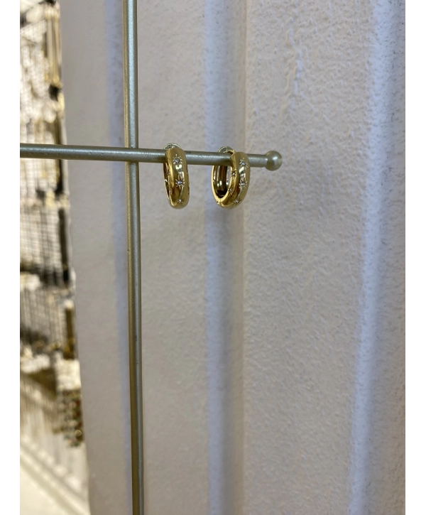 Çelik Yıldız Detay Bombeli Halka Küpe