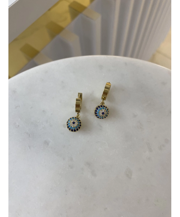 Çelik Nazar Boncuk Küpe