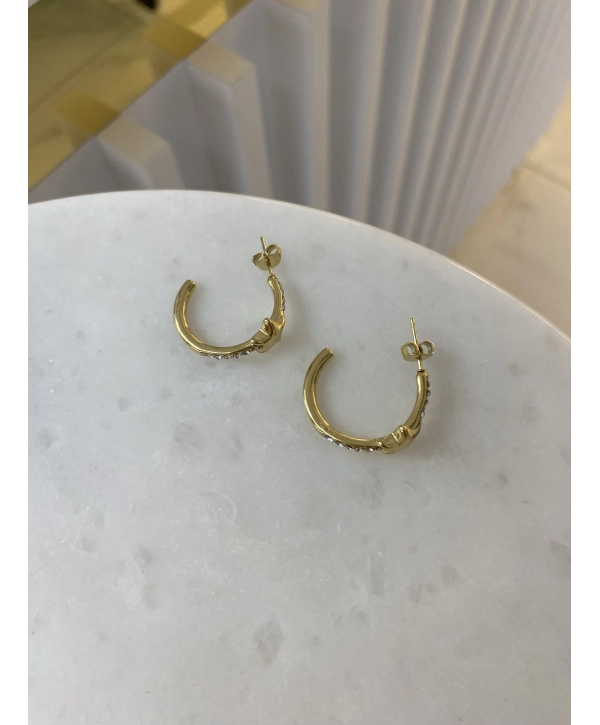 Çelik Yıldız Detay Yarım Halka Küpe