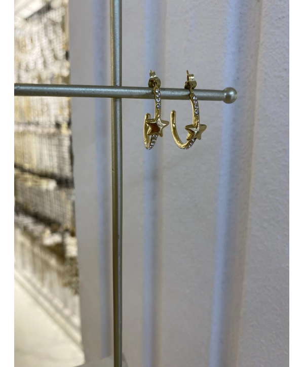 Çelik Yıldız Detay Yarım Halka Küpe