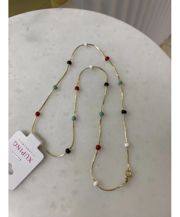 Vip Renkli Top Detay İnce İtalyan Zincir Kolye