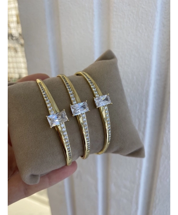 Vip Dikdörtgen Zirkon Taş Kelepçe