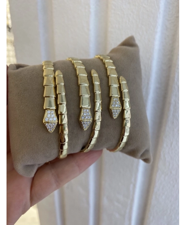 Vip Zirkon Taş Yılan Model Kelepçe