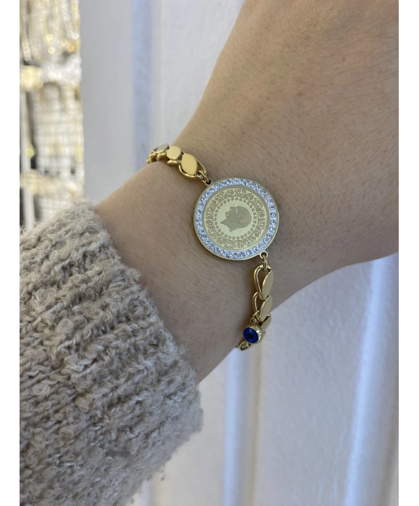 Çelik Lira Detay Arpa Bileklik