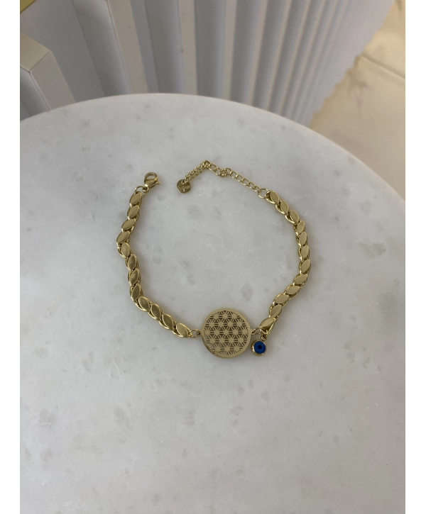 Çelik Yaşam Çiçeği Detay Arpa Bileklik