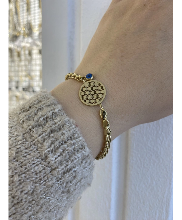 Çelik Yaşam Çiçeği Detay Arpa Bileklik