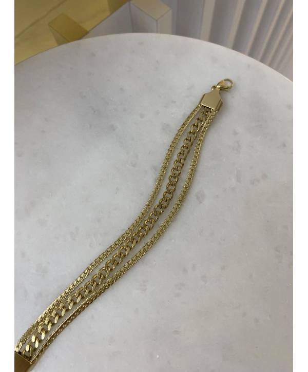 Çelik Üç Sıra Zincir Bileklik