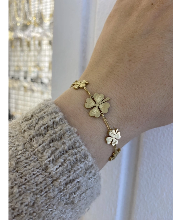 Çelik Sıralı Büyük Küçük Yonca Bileklik