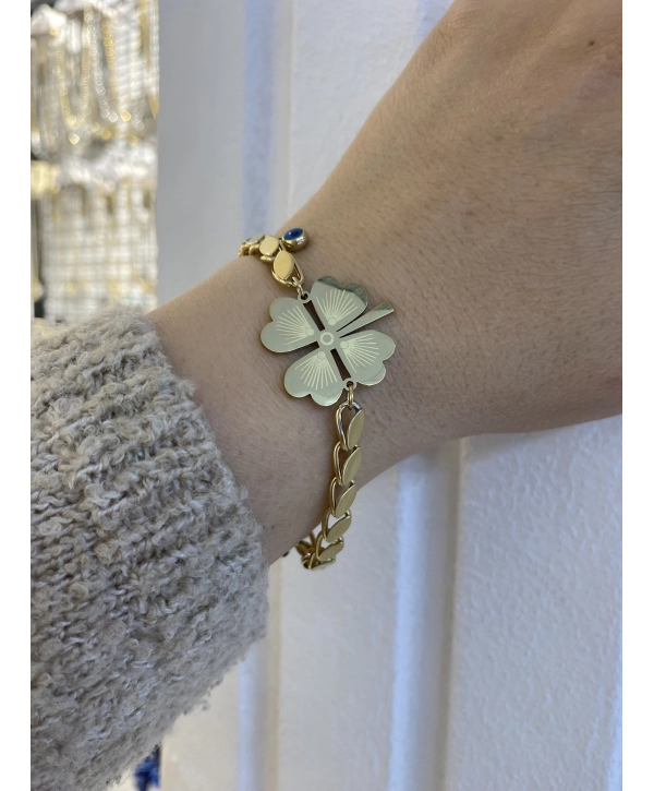 Çelik Büyük Yonca Bileklik