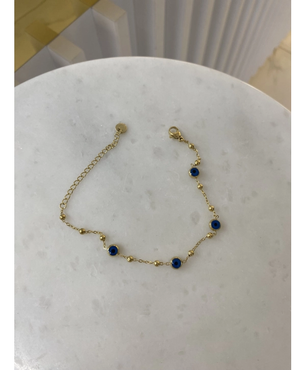 Çelik Minimal Nazar Boncuk Bileklik