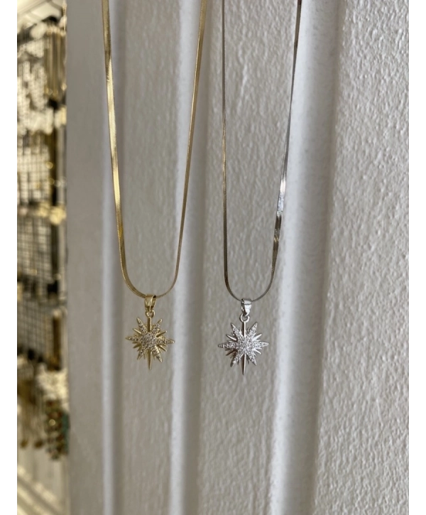 Çelik Kuzey Yıldız Kolye