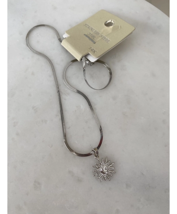 Çelik Güneş Kolye