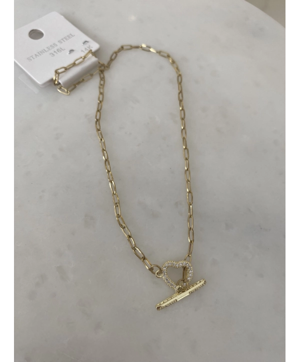 Çelik Zirkon Taş Detay Choker Kolye