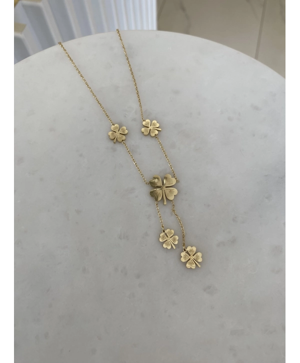 Çelik Sallantılı Yonca Kolye