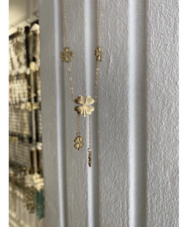 Çelik Sallantılı Yonca Kolye