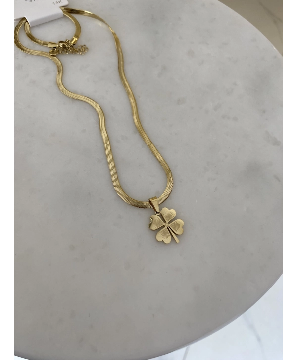 Çelik İtalyan Zincir Üzeri Yonca Kolye