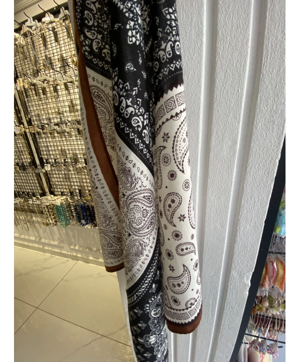 Çoklu Renkli Kare Detay 70x70 Pamuklu Fular