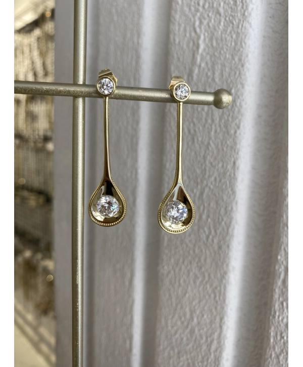 VIP Kaşık Model Zirkon Taş Detay Küpe