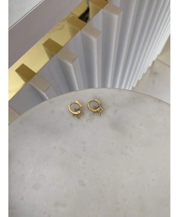 Çelik Zirkon Taş Detay Minimal Sallantılı Halka Küpe